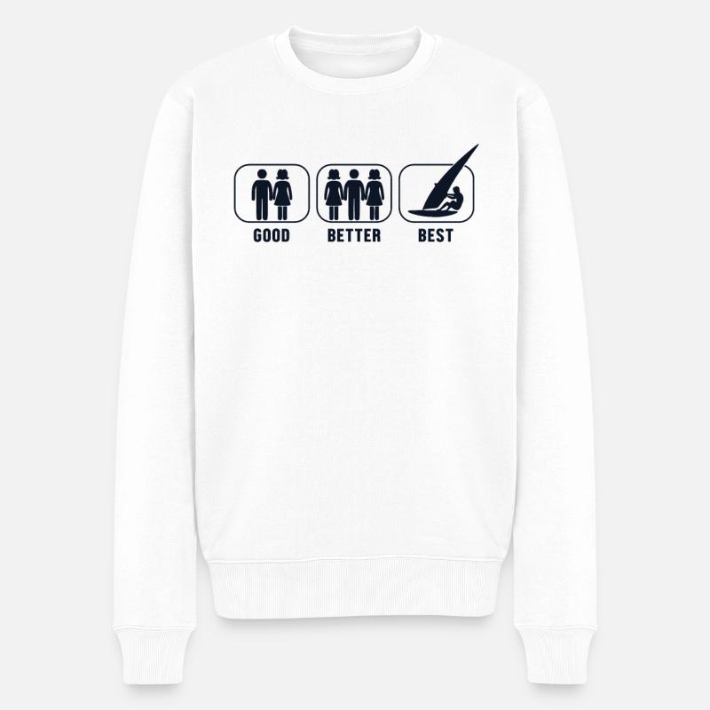 Bon Meilleur Windsurfer Windsurfing Wavesurfer - Pull Premium bio Homme - blanc