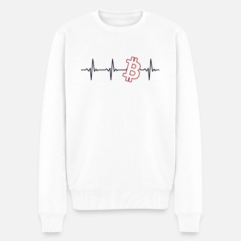 Bitcoin Heartbeat Blockchain Crypto Kryptowährung - Männer Premium Bio Pullover - Weiß