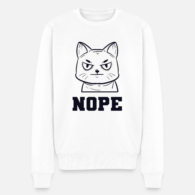Nope Miezekatze Kätzchen Hauskatze - Männer Premium Bio Pullover - Weiß