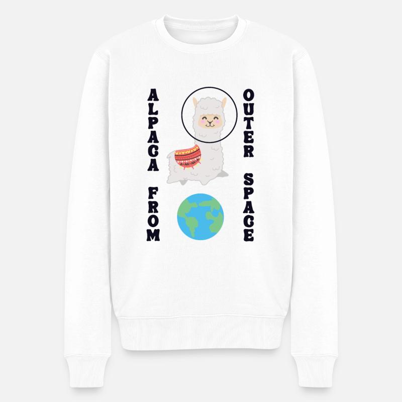 Alpaca From Outer Space Huacaya Pako Lama Alpaka - Männer Premium Bio Pullover - Weiß
