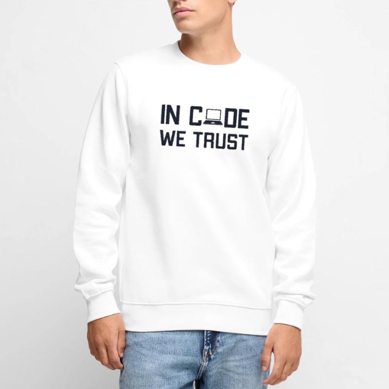 In Code We Trust Full Stack Coder Software Men's Premium Organic Jumper