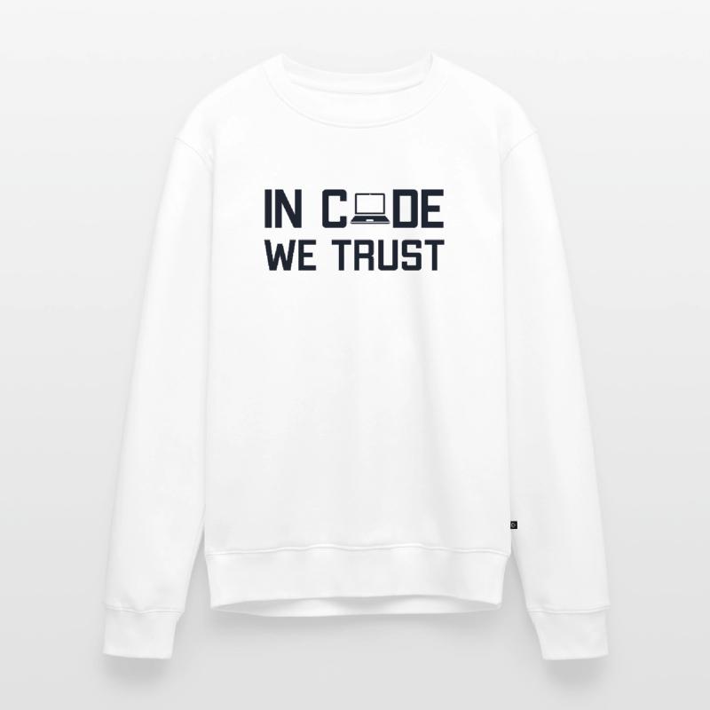 In Code We Trust Full Stack Coder Software Men's Premium Organic Jumper