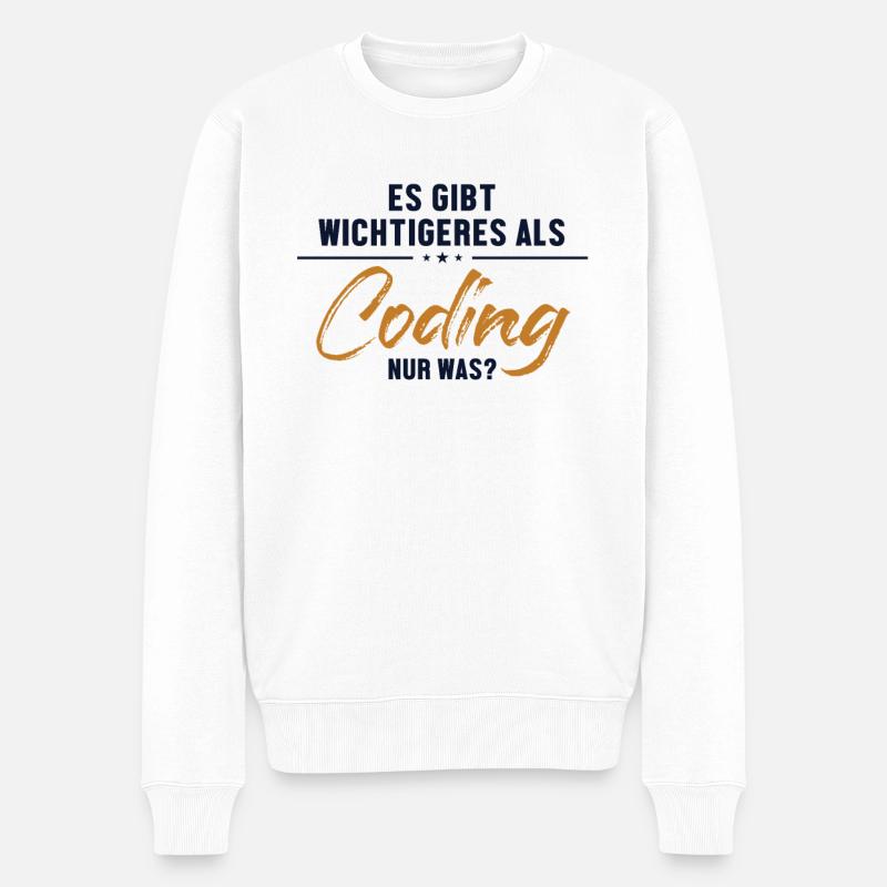 Wichtigeres als Coding Softwareingenieur Coder - Männer Premium Bio Pullover - Weiß