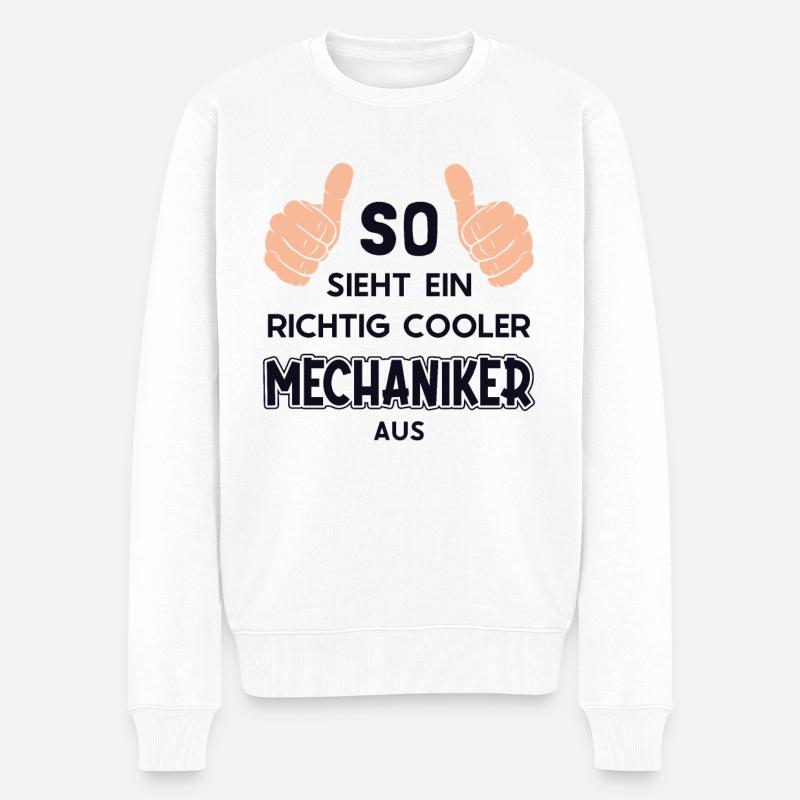 So sieht ein cooler Mechaniker aus Meister Kfz - Männer Premium Bio Pullover - Weiß