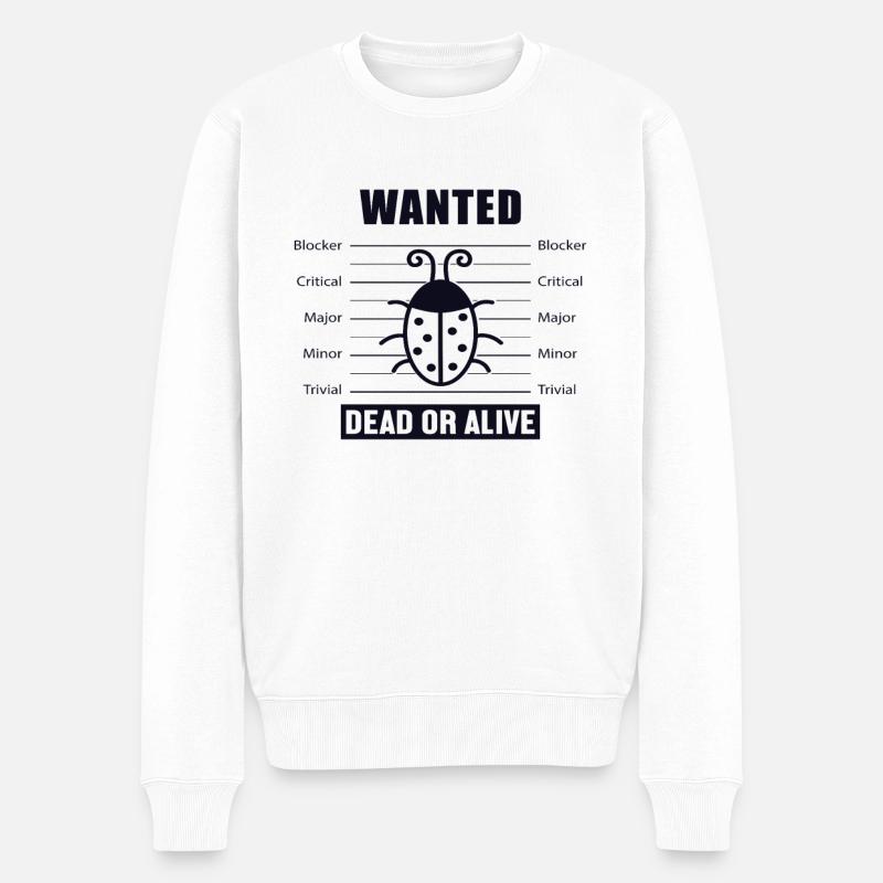 Bugs Wanted Softwareentwickler Developer - Männer Premium Bio Pullover - Weiß