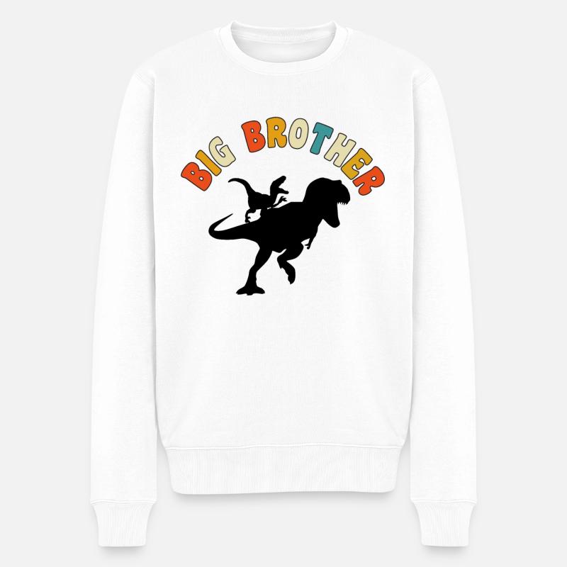 Beförderung zum Big Brother Dinosaurier Geschenk, Big Brother - Männer Premium Bio Pullover - Weiß