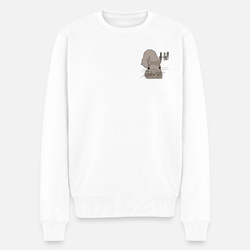 Squirrel Logo Emblem Fuchshörnchen Grauhörnchen - Männer Premium Bio Pullover - Weiß