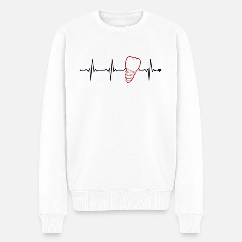 Laboratoire dentaire Tech Heartbeat Laboratoire dentaire Technicien dentaire - Pull Premium bio Homme - blanc