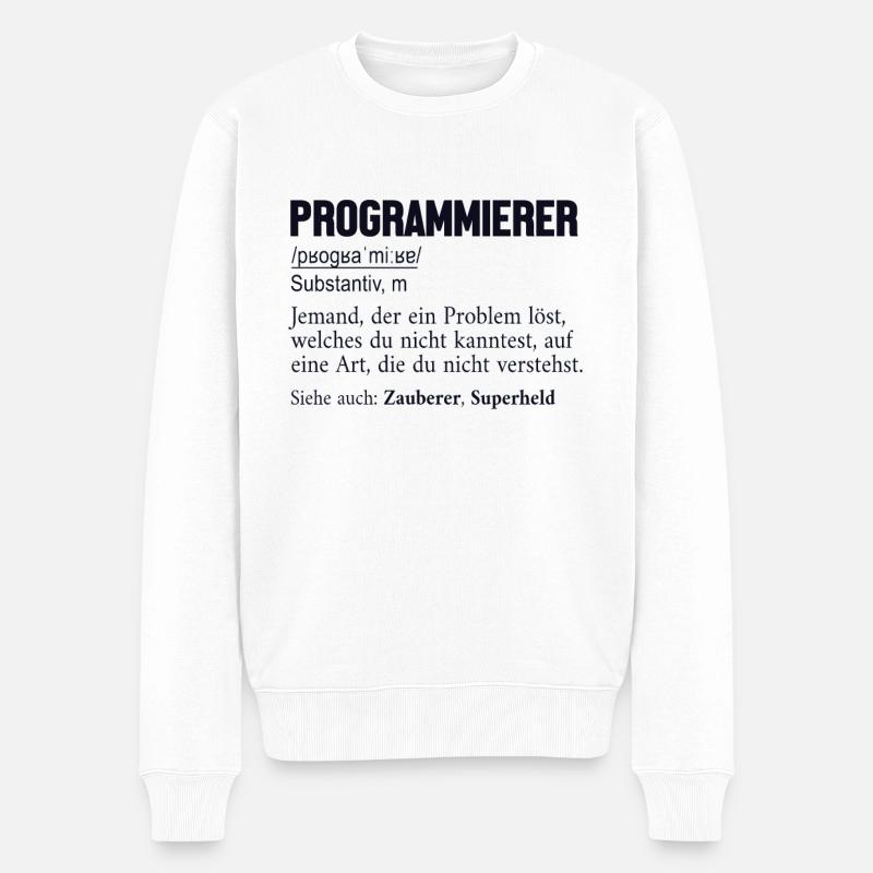 Programmierer Definition Developer Coder - Männer Premium Bio Pullover - Weiß