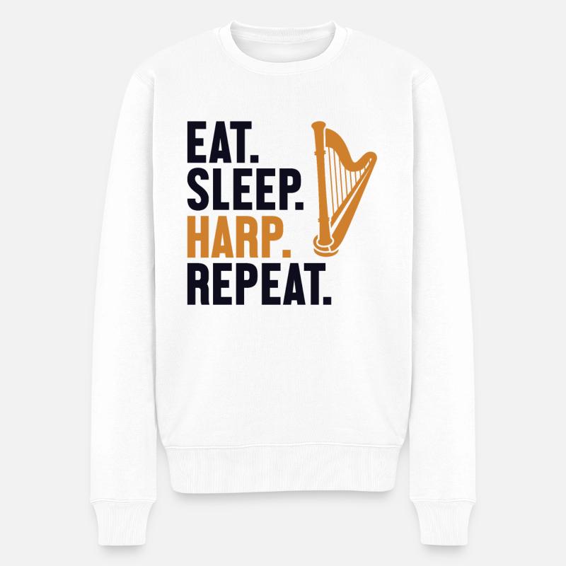 Manger Dormir Harpe Répéter Harpe Harpe de concert - Pull Premium bio Homme - blanc