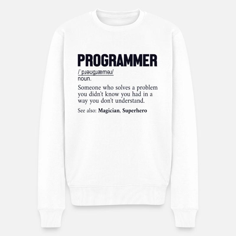 Programmer Definition Softwareentwickler Coder - Männer Premium Bio Pullover - Weiß