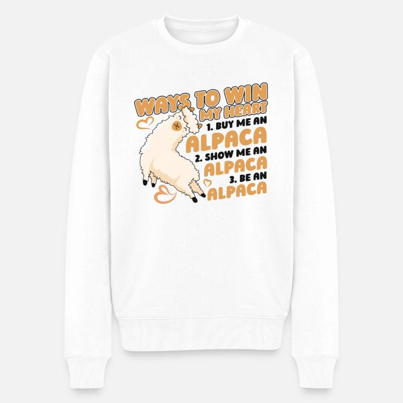 Ways To Win My Heart Lama Pako Alpaca - Männer Premium Bio Pullover - Weiß