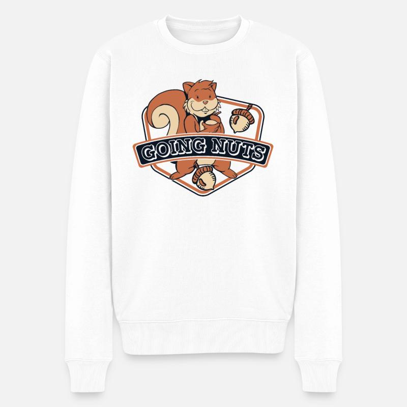 Going Nuts Squirrel Fuchshörnchen Grauhörnchen - Männer Premium Bio Pullover - Weiß