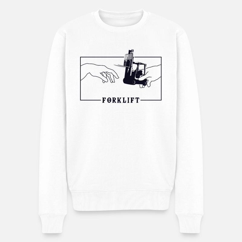 Michelangelo Création d’Adam Forklift - Pull Premium bio Homme - blanc