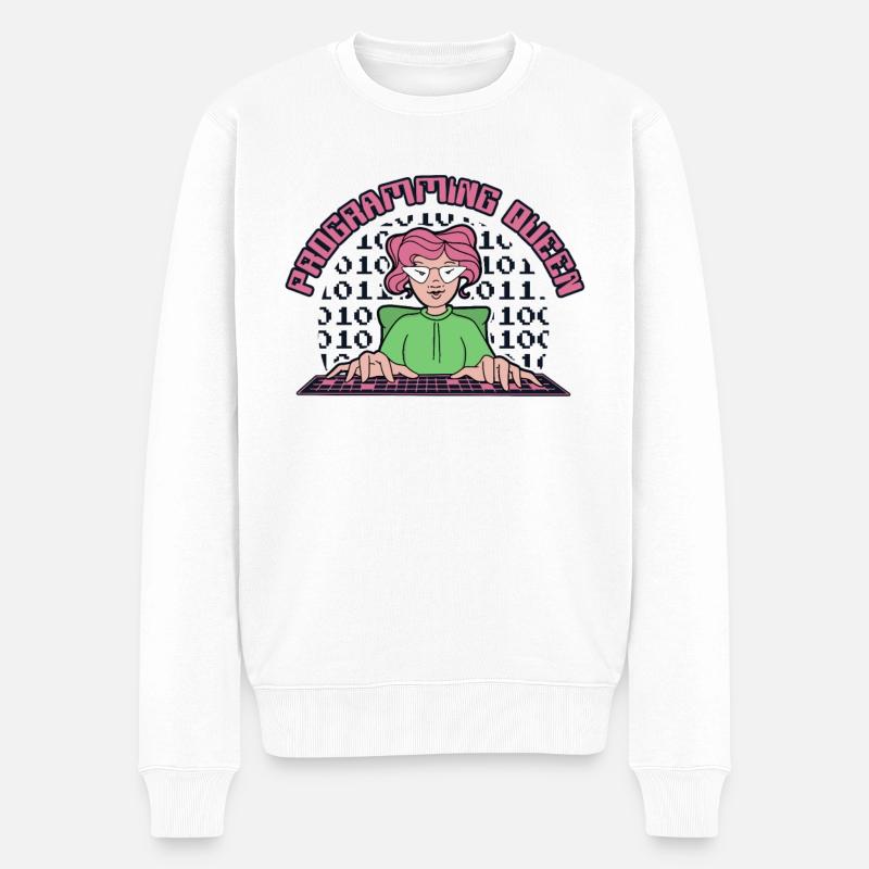 Programming Queen Softwareentwickler Developer - Männer Premium Bio Pullover - Weiß