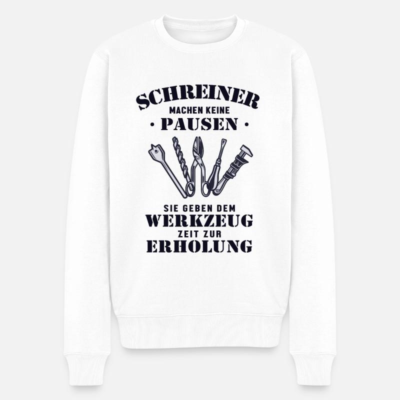 Schreiner Pausen Werkzeug Erholung Carpenter - Männer Premium Bio Pullover - Weiß