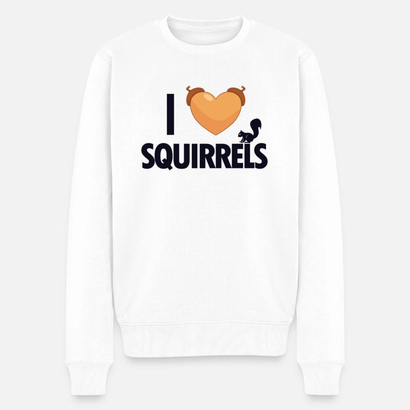 I love Squirrels Squirrel Fuchshörnchen - Männer Premium Bio Pullover - Weiß