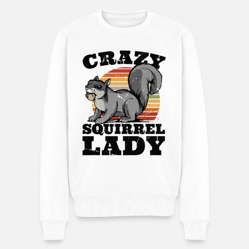 Crazy Squirrel Lady Squirrel Fuchshörnchen - Männer Premium Bio Pullover - Weiß