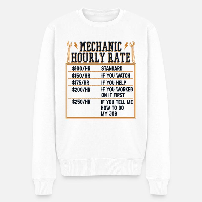 Mechanic Hourly Rate Mechatroniker Meister Kfz - Männer Premium Bio Pullover - Weiß