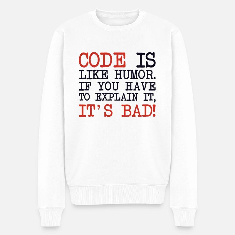 Code Explanation Developer Softwareentwickler - Männer Premium Bio Pullover - Weiß