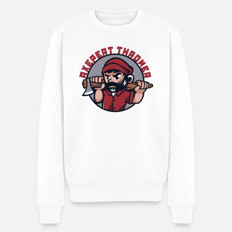 Axtwerfer Axt Wurfspiel Wettbewerb Axt - Männer Premium Bio Pullover - Weiß
