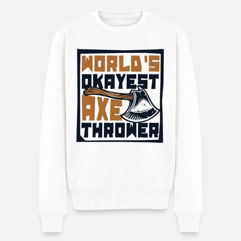 World's Okayest Axe Thrower Axe Throwing Game Axe - Men's Premium Organic Jumper - white