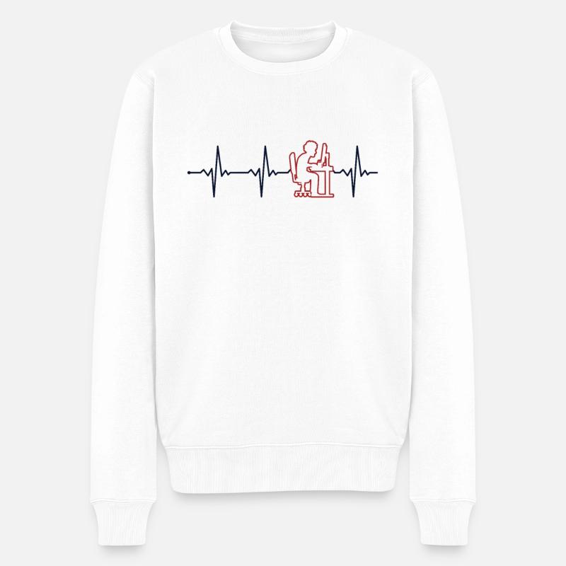 Programmer Heartbeat Softwareentwickler Coder - Männer Premium Bio Pullover - Weiß