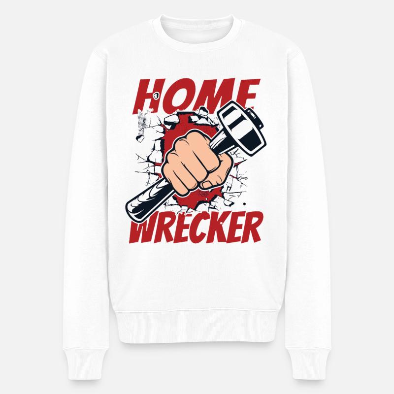 Hauszerstörer Heimwerkerhaus Abrisshaus - Männer Premium Bio Pullover - Weiß