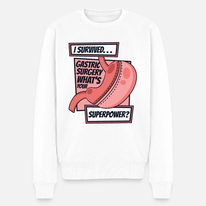 Ich überlebte Magenoperation Magenbypass Magen - Männer Premium Bio Pullover - Weiß