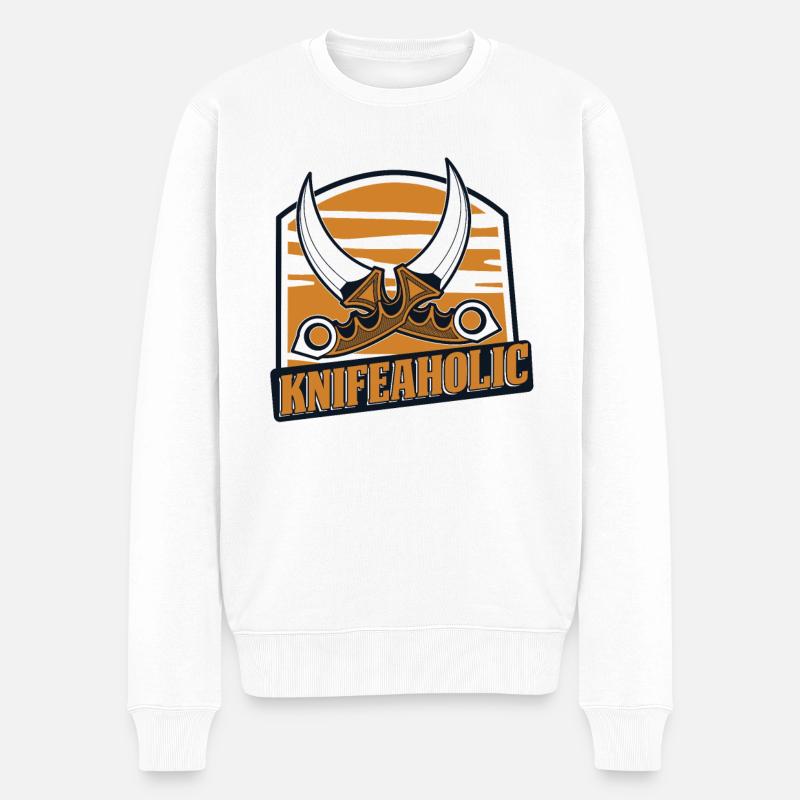 Knifeaholic Metzgermesser Sammlermesser - Männer Premium Bio Pullover - Weiß