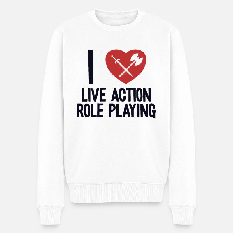 Ich liebe Live-Action-Rollenspiele, LARPing-Waffen - Männer Premium Bio Pullover - Weiß