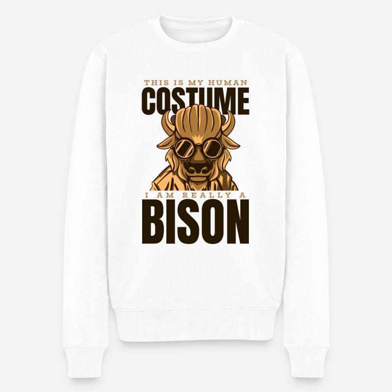 Das ist mein menschliches Kostüm, ich bin wirklich ein Bison - Männer Premium Bio Pullover - Weiß