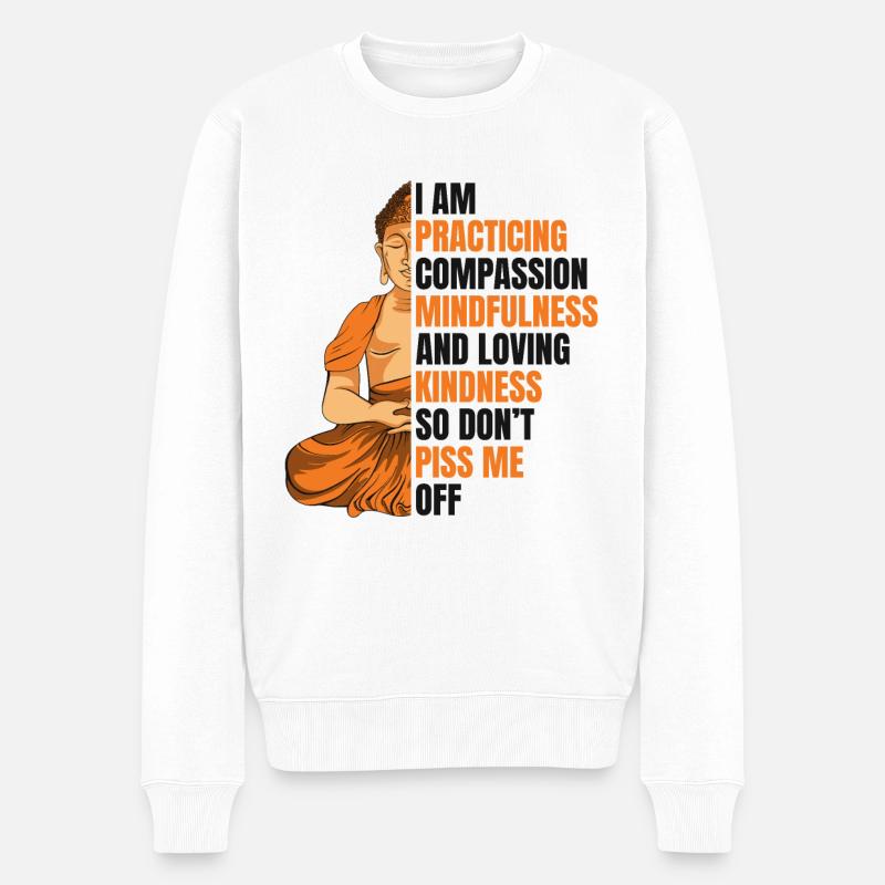 Compassion Pleine Conscience Bienveillance Aimant Bouddhiste - Pull Premium bio Homme - blanc