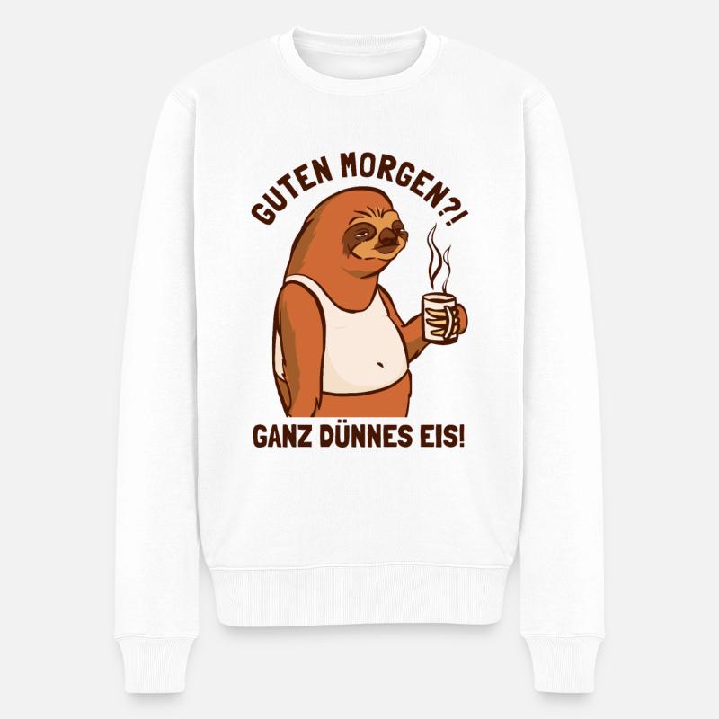 Guten Morgen Ganz Dünnes Eis Pilosa Folivora - Männer Premium Bio Pullover - Weiß