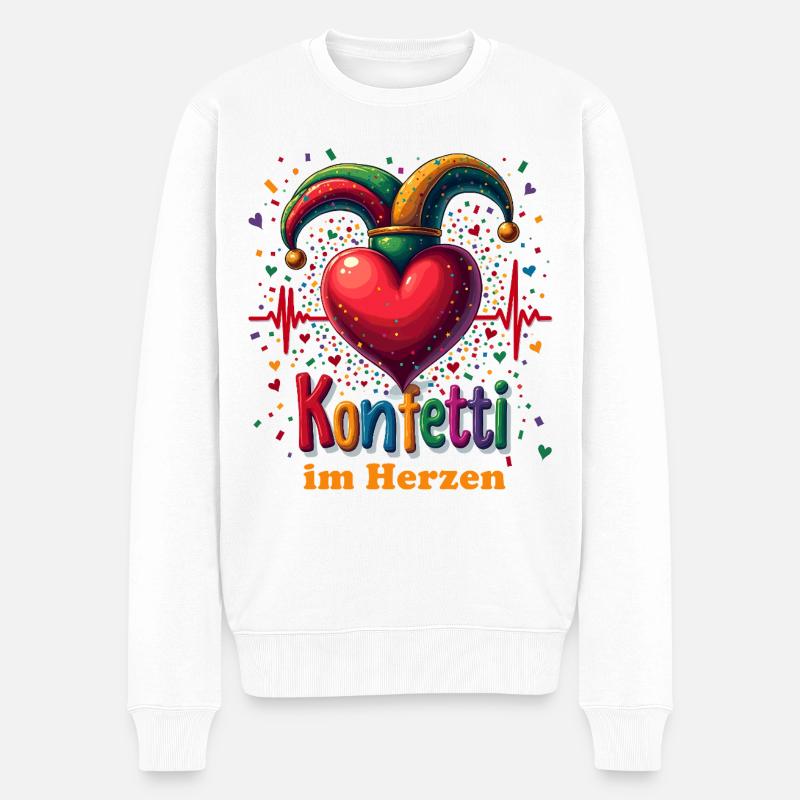 Konfetti im Herzen Karneval Party Fasching - Männer Premium Bio Pullover - Weiß