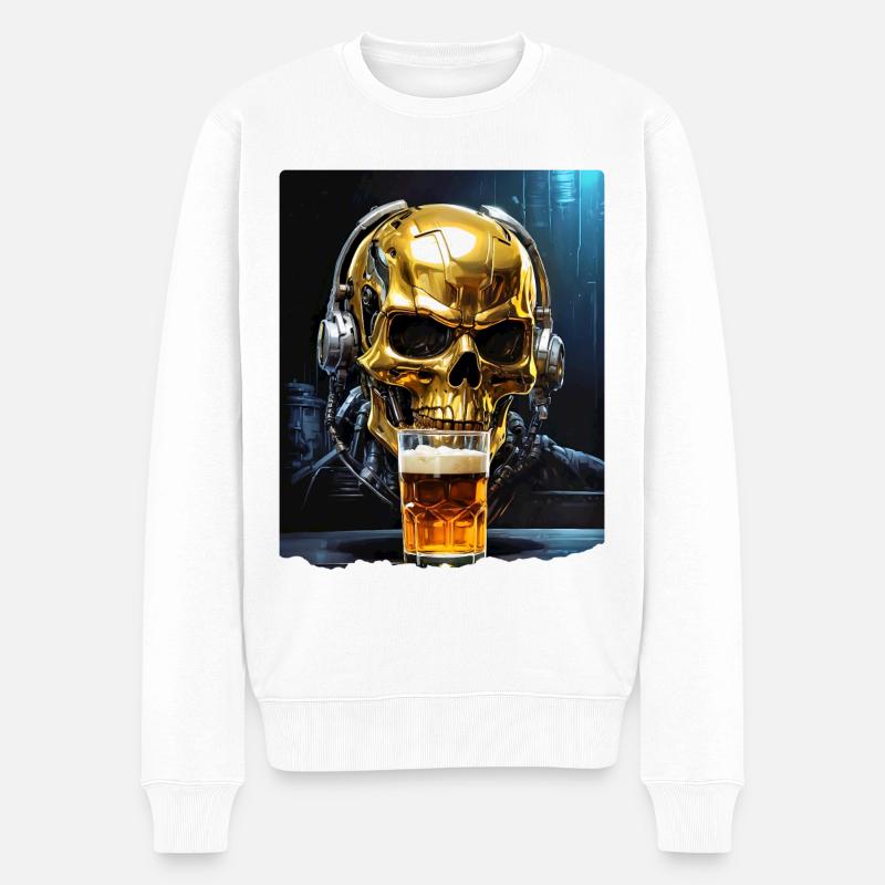 Bier Skull 0.1 - Männer Premium Bio Pullover - Weiß