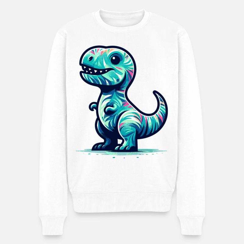 T-Rex süß Baby Dino Babydino Geschenk - Männer Premium Bio Pullover - Weiß