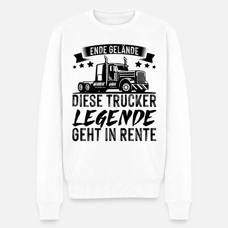 Trucker Legende geht Rente LKW Fahrer Ruhestand - Männer Premium Bio Pullover - Weiß