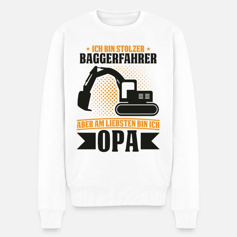 Stolzer Baggerfahrer Baggerführer und Opa - Männer Premium Bio Pullover - Weiß