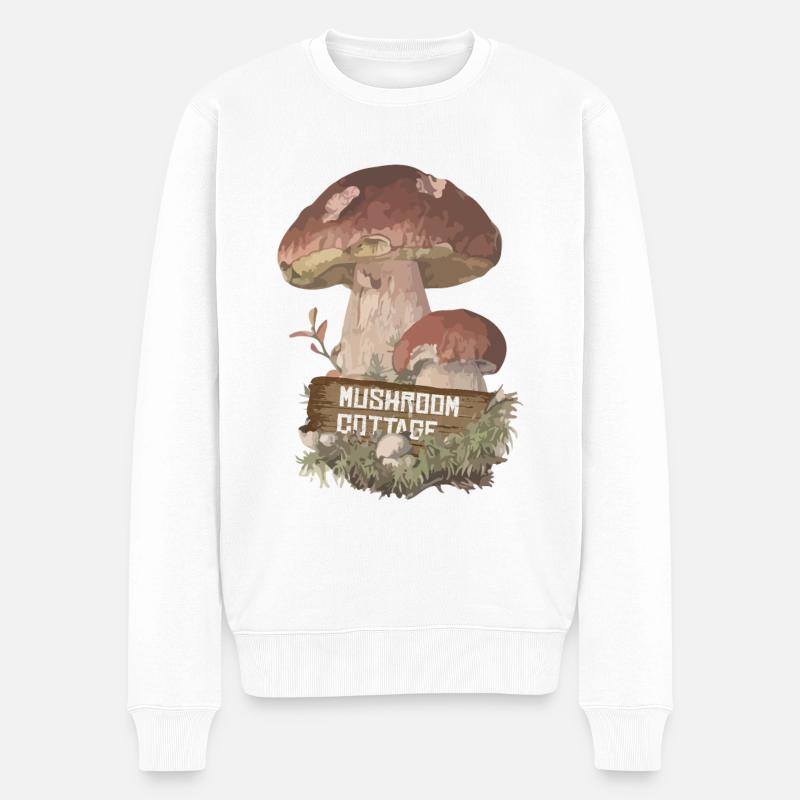Pilz Cottage Goblincore Cottagecore Ästhetik - Männer Premium Bio Pullover - Weiß