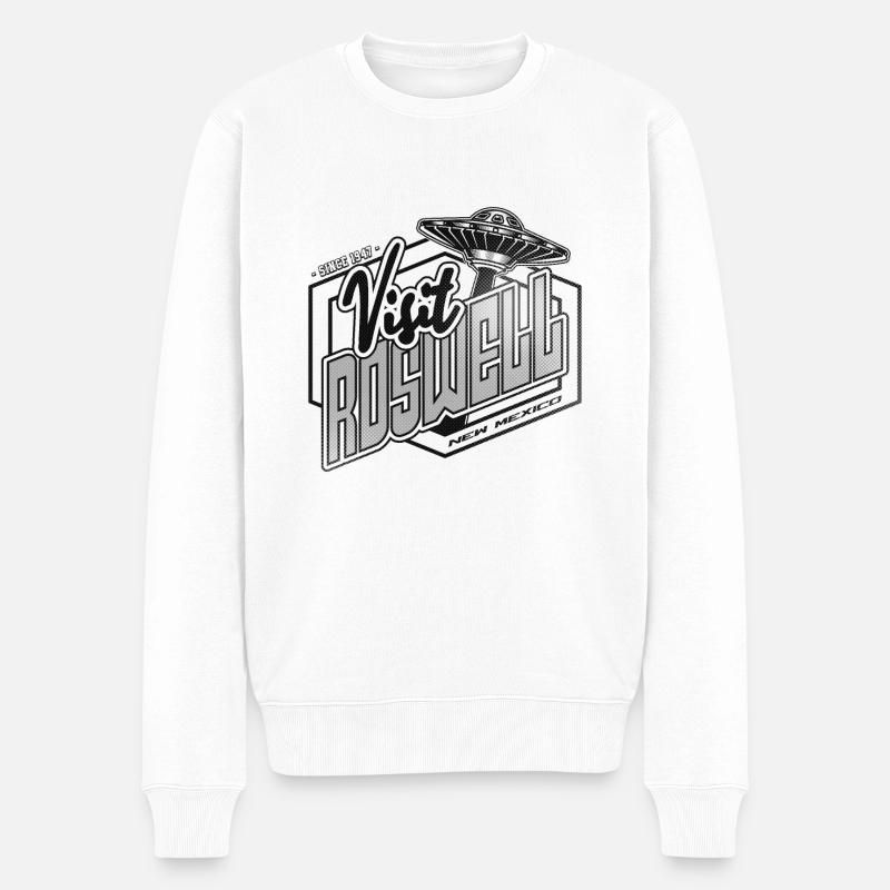 BESUCHEN SIE ROSWELL - Männer Premium Bio Pullover - Weiß