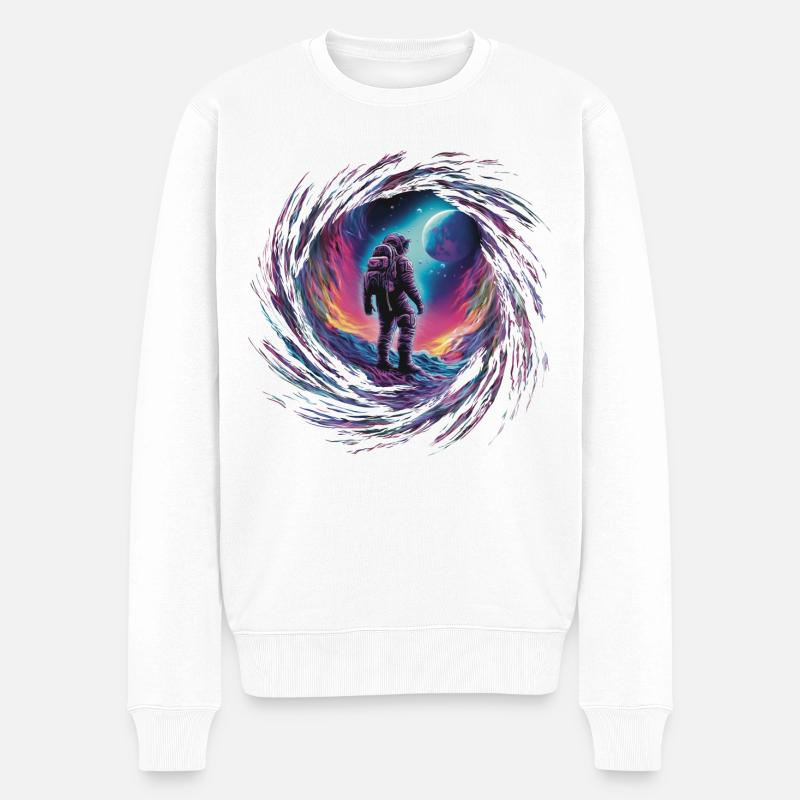 🚀🌕 Vers la Lune 🌕🚀 - Pull Premium bio Homme - blanc
