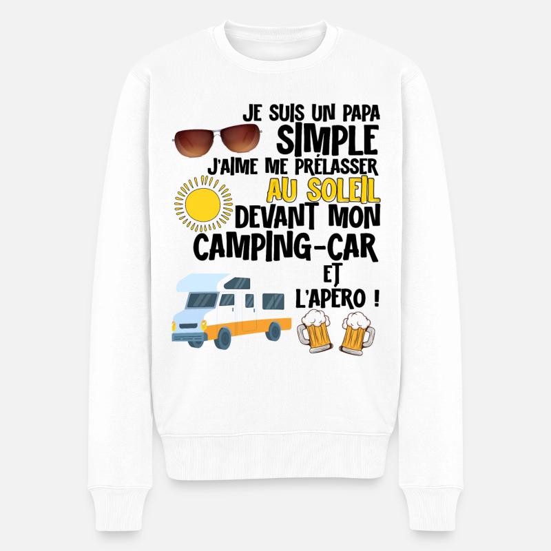 Camping-car Papa Et Apéro - Pull Premium bio Homme - blanc