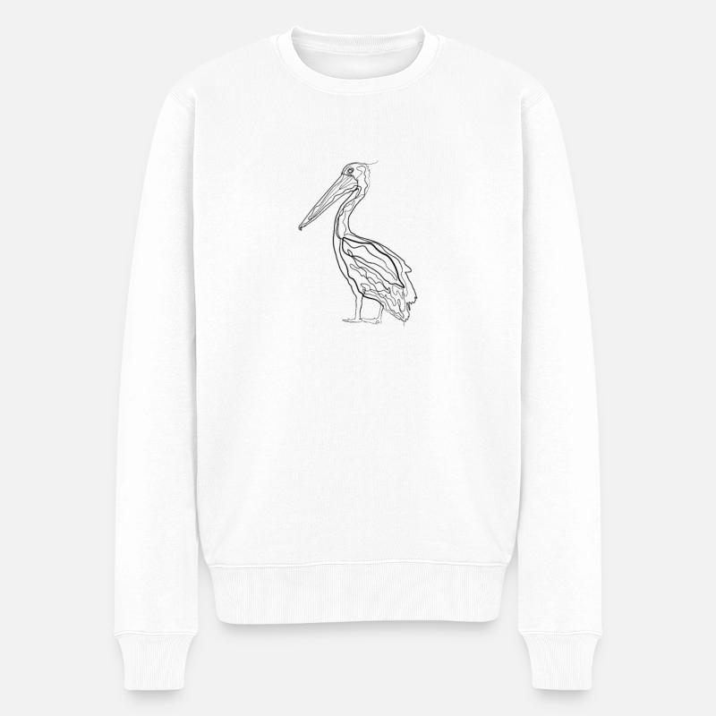 Pélican - dessin au trait - Pull Premium bio Homme - blanc