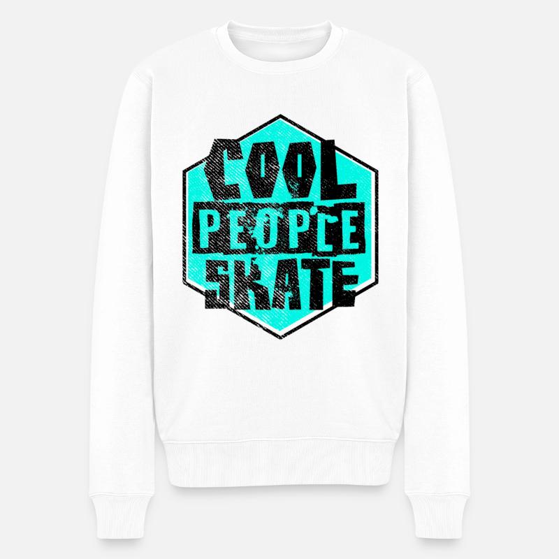 Skater Skateboard - Männer Premium Bio Pullover - Weiß