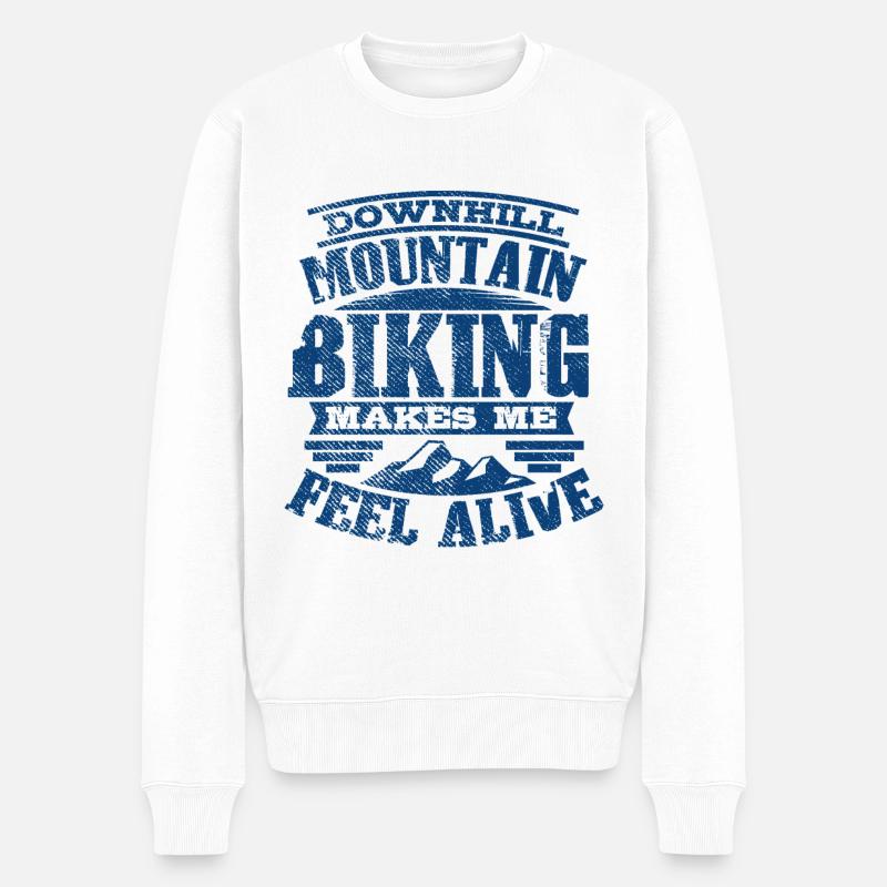 Downhill Mountainbike - Männer Premium Bio Pullover - Weiß