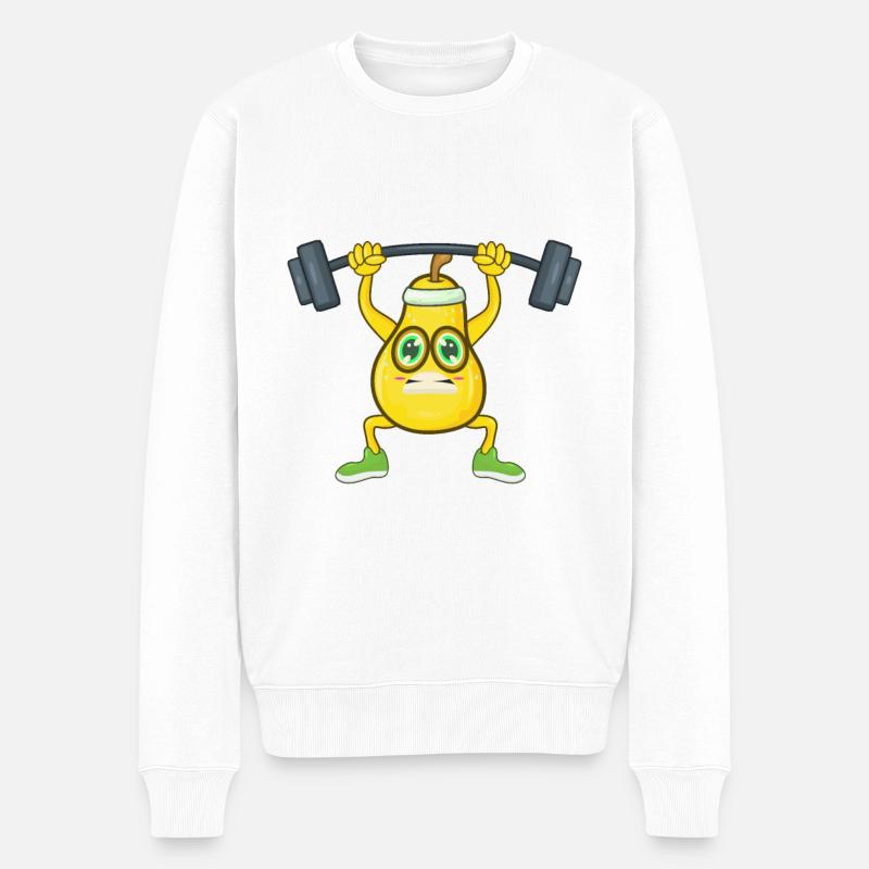 Fitness Sport Birne - Männer Premium Bio Pullover - Weiß