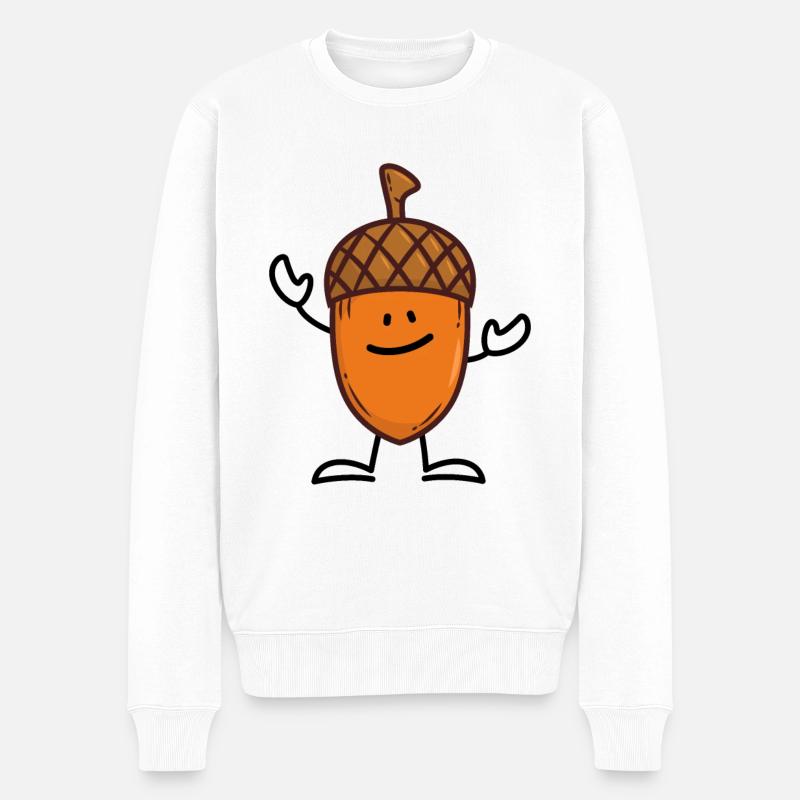 Eichel Herbst Eiche Baum - Männer Premium Bio Pullover - Weiß