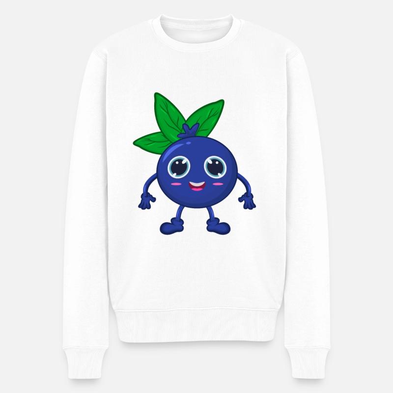 Heidelbeere Blaubeere - Männer Premium Bio Pullover - Weiß