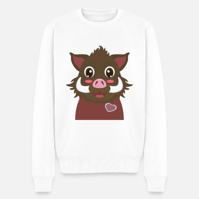 Wildschwein Comic - Männer Premium Bio Pullover - Weiß